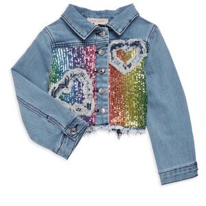 Baby Sara Designer Sold Out Colorful Sequin Heart Kids Denim Jacket